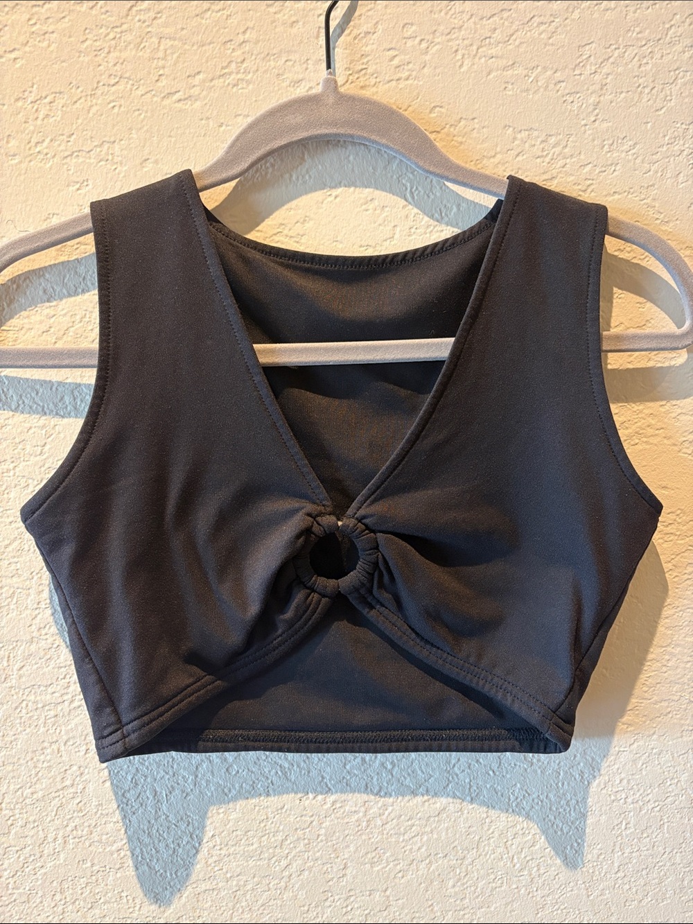 Black Twist-Front Cropped Tank Top